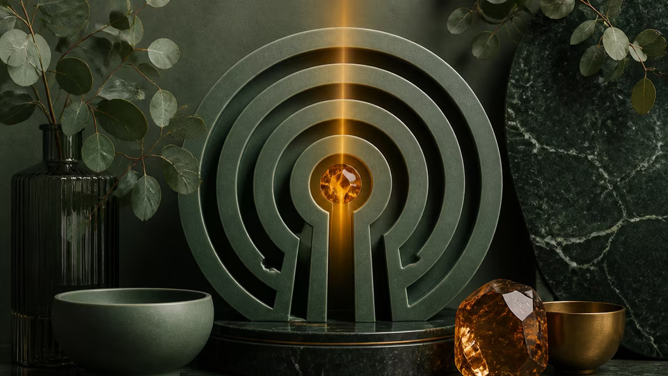 Amber beacon passing through concentric green keyways